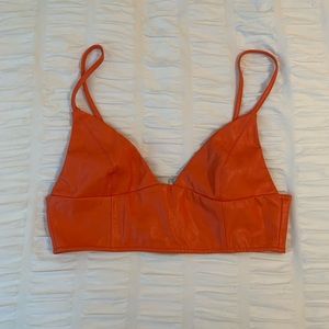 Orange Pleather Crop Top